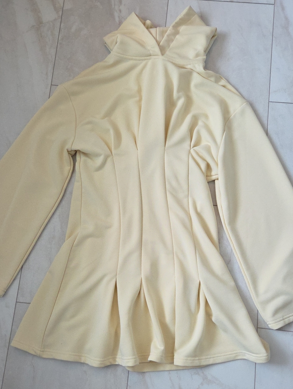 Women's Cream Hooded Peplum Dress